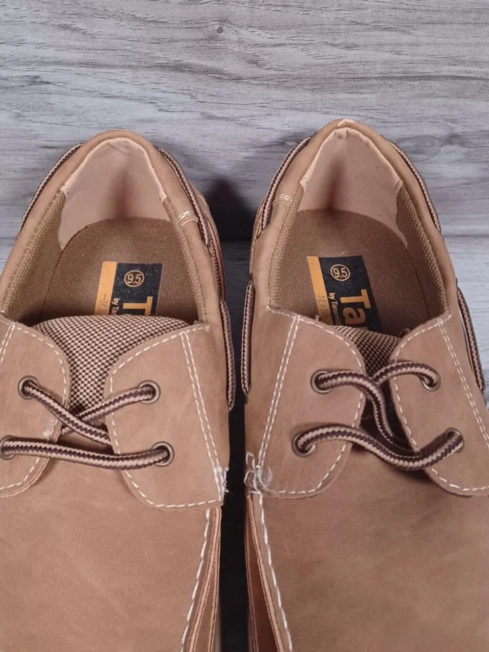 Tansmith Men's Size 9.5 Beige Faux Leather Boat Casual Comfort 357005
